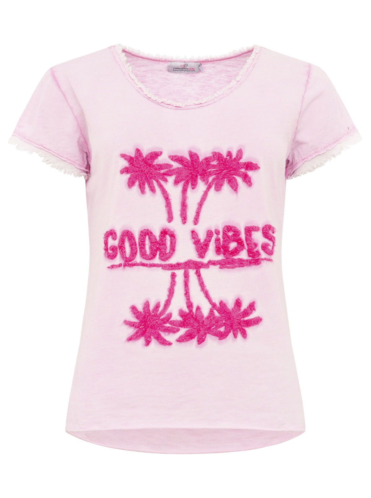 Zwillingsherz - T-Shirt "Good Vibes" - Rosa/Pink