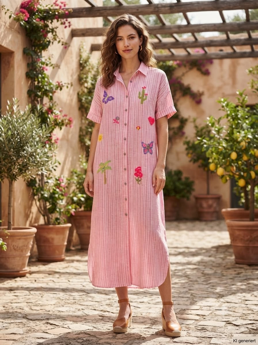 Zwillingsherz XXL Tunika Leinen Mix "Summer & Sun" - Pink