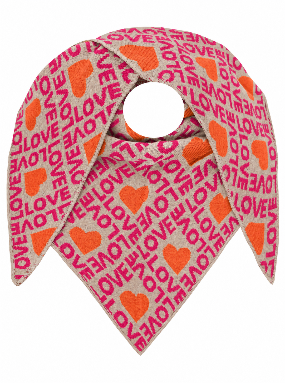 Zwillingsherz - Dreieckstuch "Luxus Love" Baumwolle - Beige/Pink