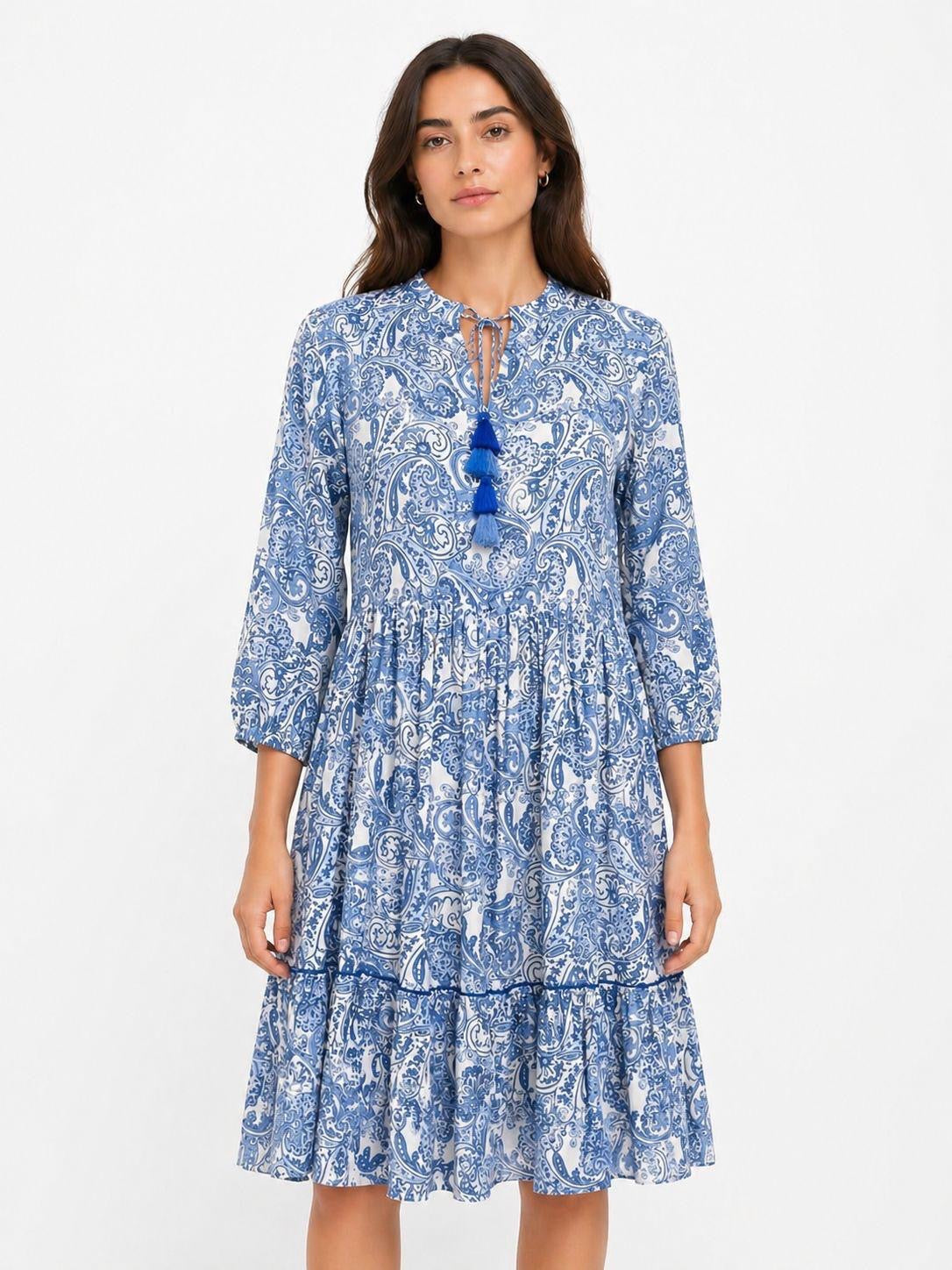 Flair Comfort - Paisley Kleid mit Muster - Blau