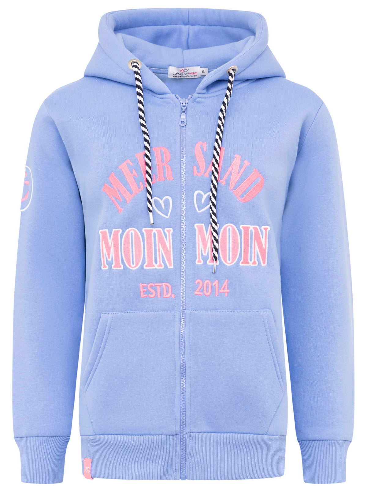 Zwillingsherz - Hoodiejacke "Moin Meer Sand - Blau