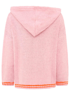 Oversize Strick Hoodie „Herz“ - Made in Italy - Pink