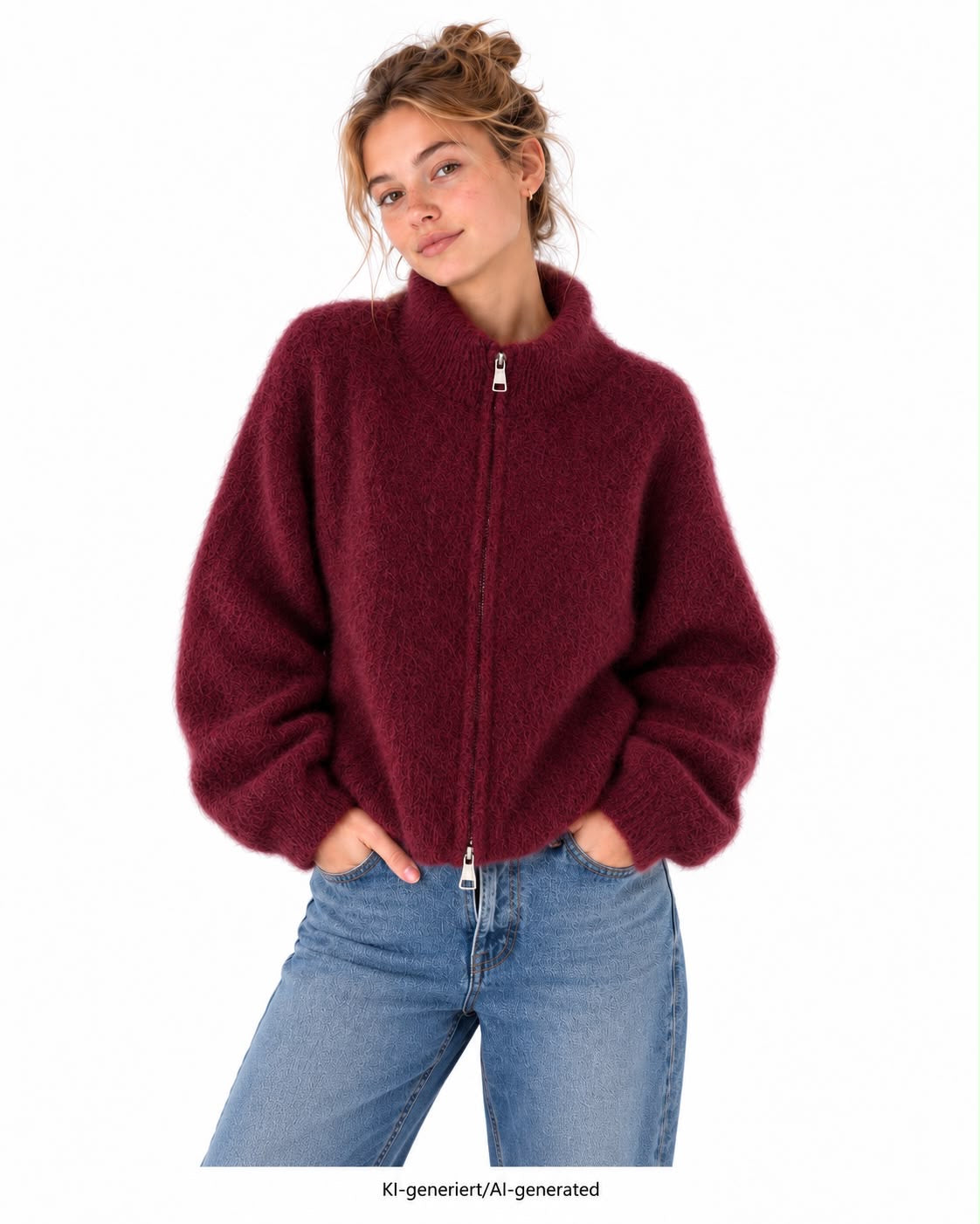 Flair - Kid Mohair Zip Jacke - Bordeaux