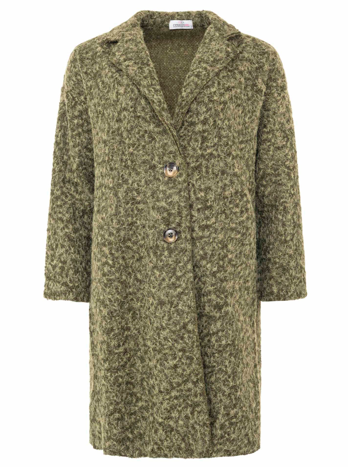 Zwillingsherz Flauschiger Mantel - Khaki