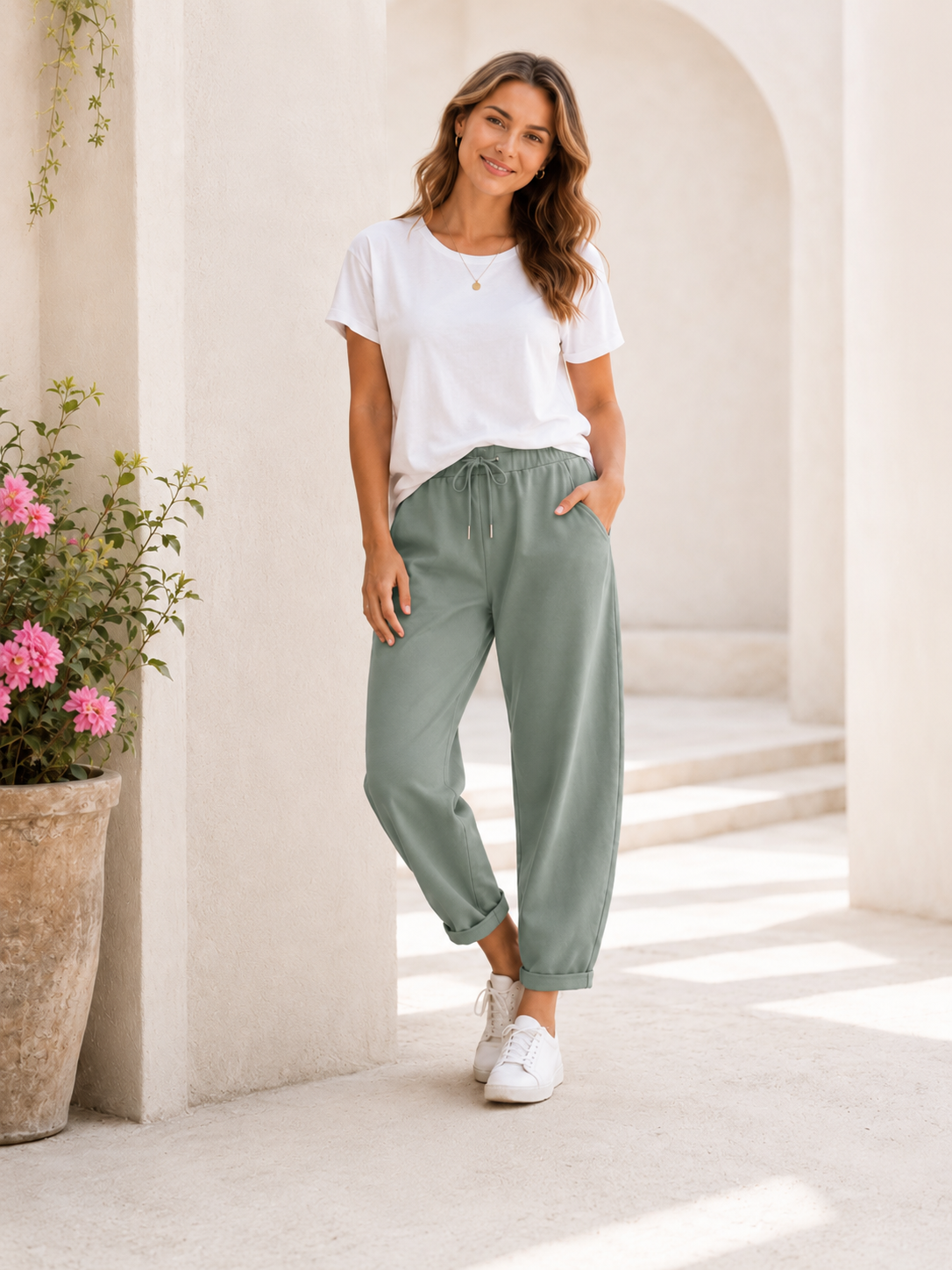 Stilvolle Barrel Joggpants - Salbei
