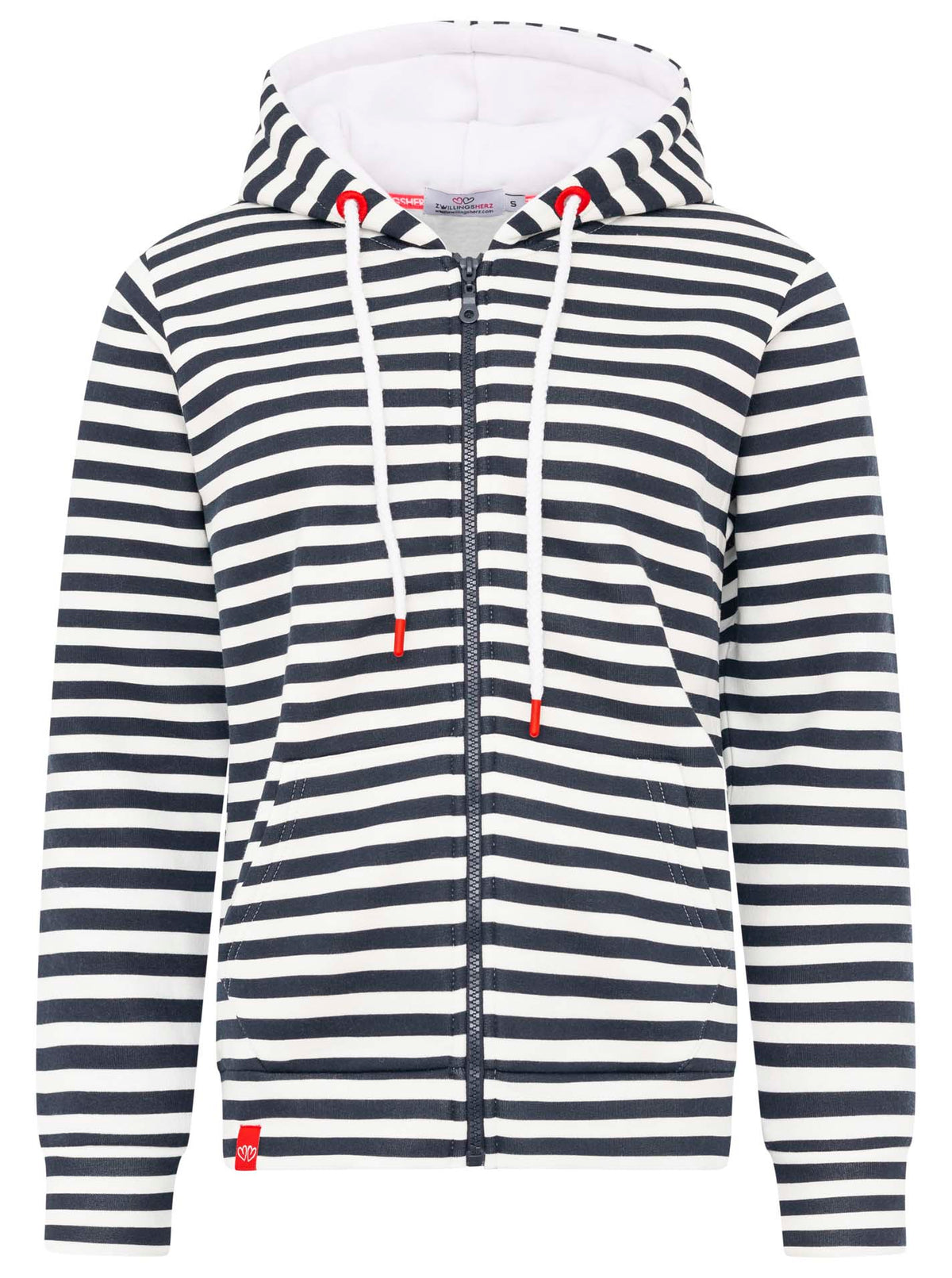 Zwillingsherz - Hoodiejacke "Streifen Strandglück" Dunkelblau