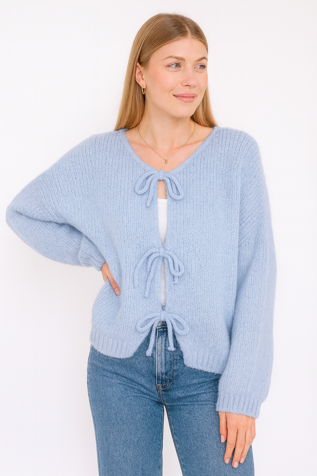 Flair Comfort Style - Cardigan mit Schleifen - Hellblau