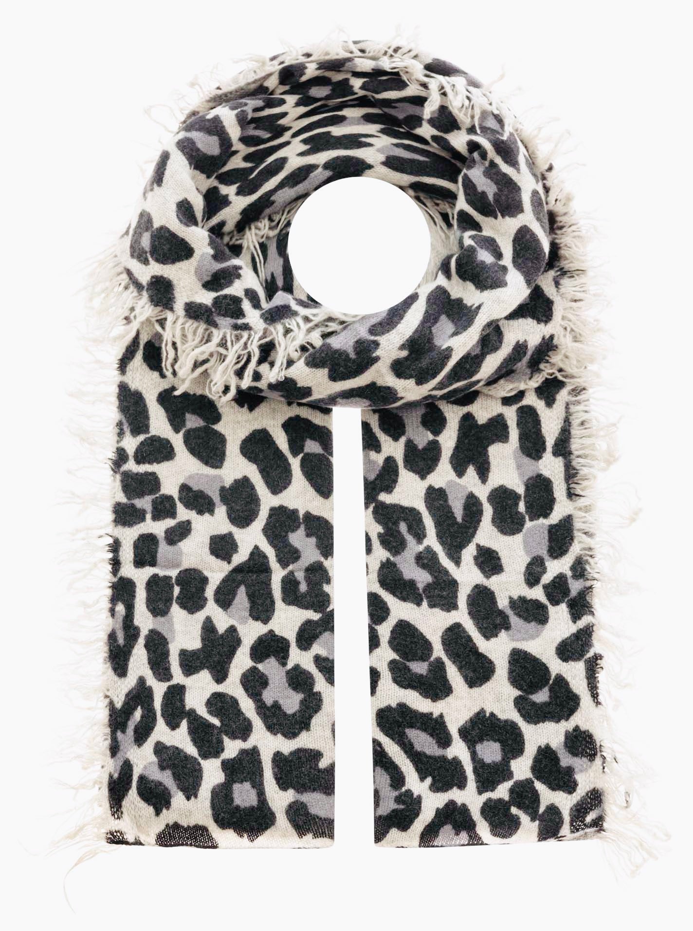 Zwillingsherz 100% Cashmere/Kaschmir Fransenschal Leo - Hellgrau