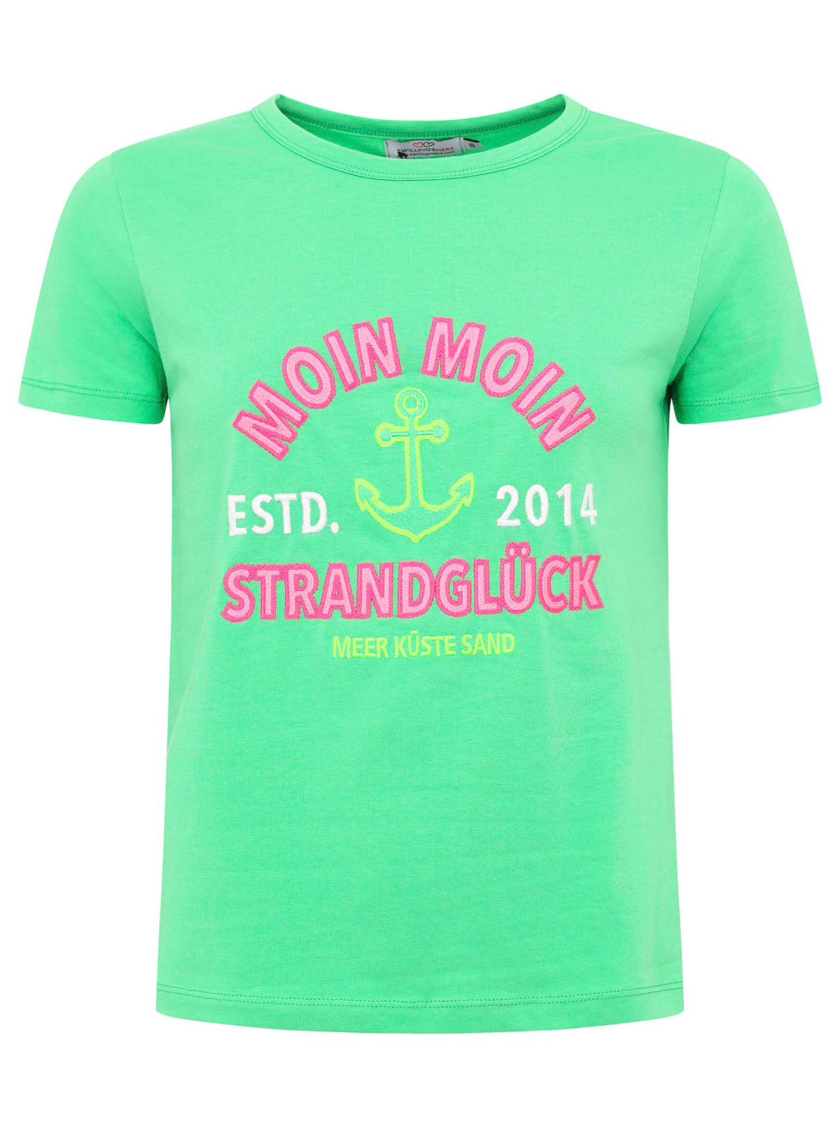 Zwillingsherz - T-Shirt "Moin Anker" - Grün/Pink