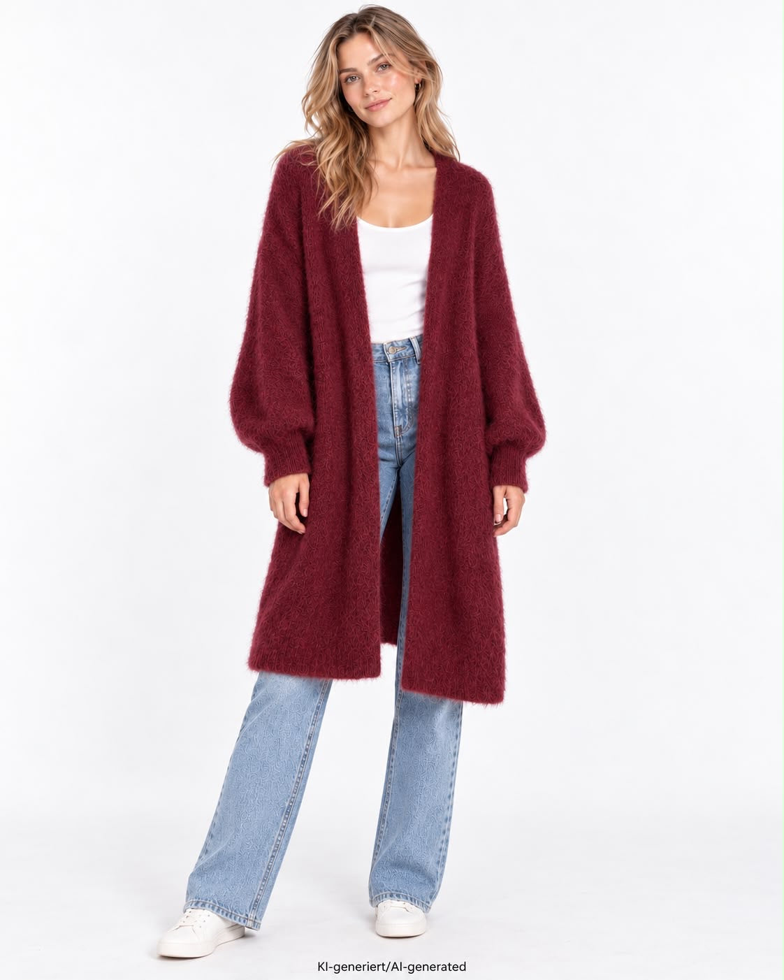 Langer Oversized Cardigan aus hochwertigem Kid Mohair - Bordeaux
