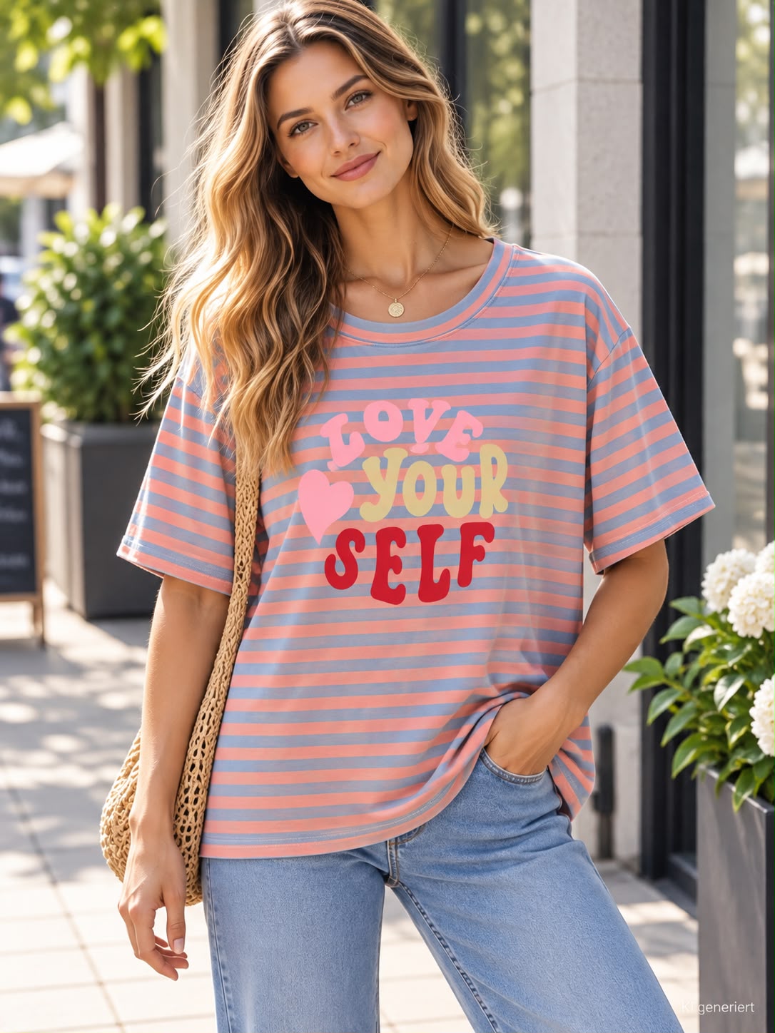 Zwillingsherz - T-Shirt "Love Yourself" - Rosa/Blau