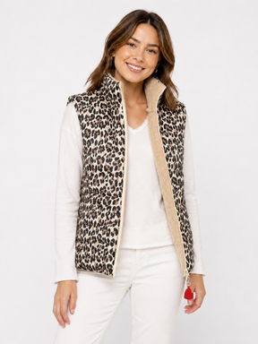 Zwillingsherz - Steppweste Diamant Kurz - Beige/Pink
