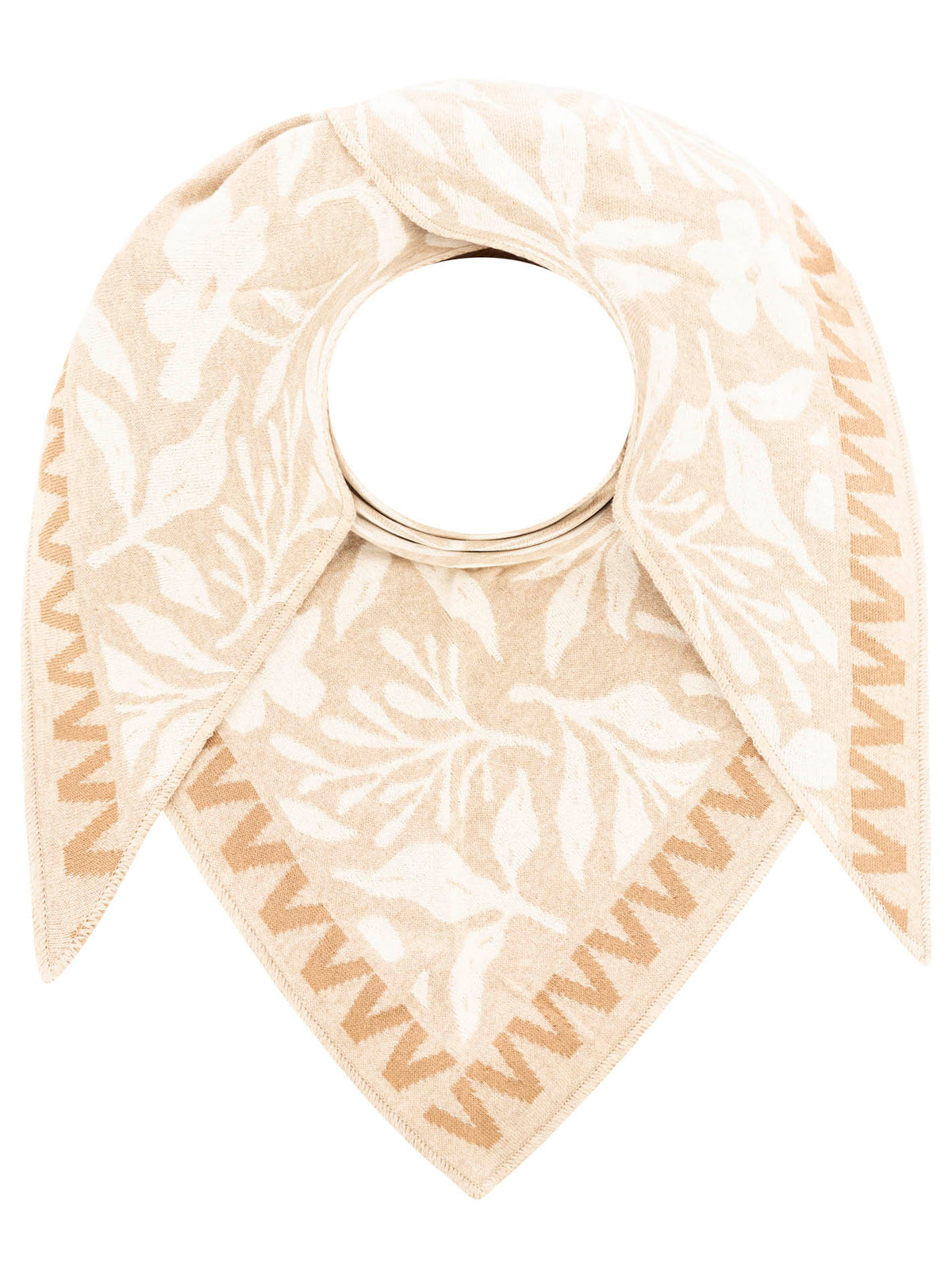 Zwillingsherz Schal - Dreieckstuch "Blumen Zickzack" - Beige
