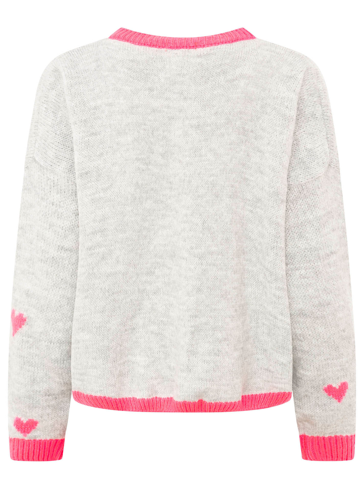 Zwillingsherz Weicher Mohair Cardigan Herz Strick - Grau/Pink