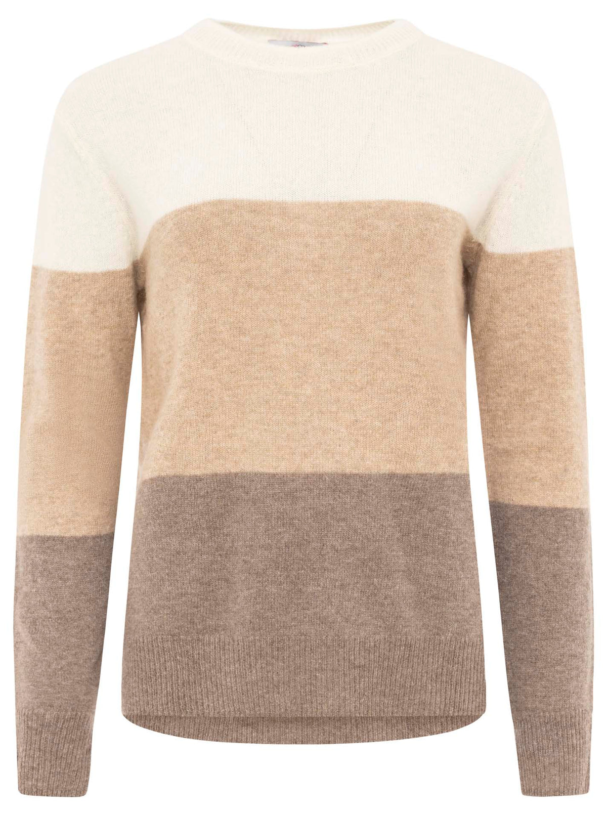 Zwillingsherz 100% Kaschmir / Cashmere Pullover Streifen 3-Farbig - Beige