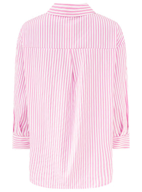 Zwillingsherz - Oversize Bluse "Streifen & Amore" - Pink