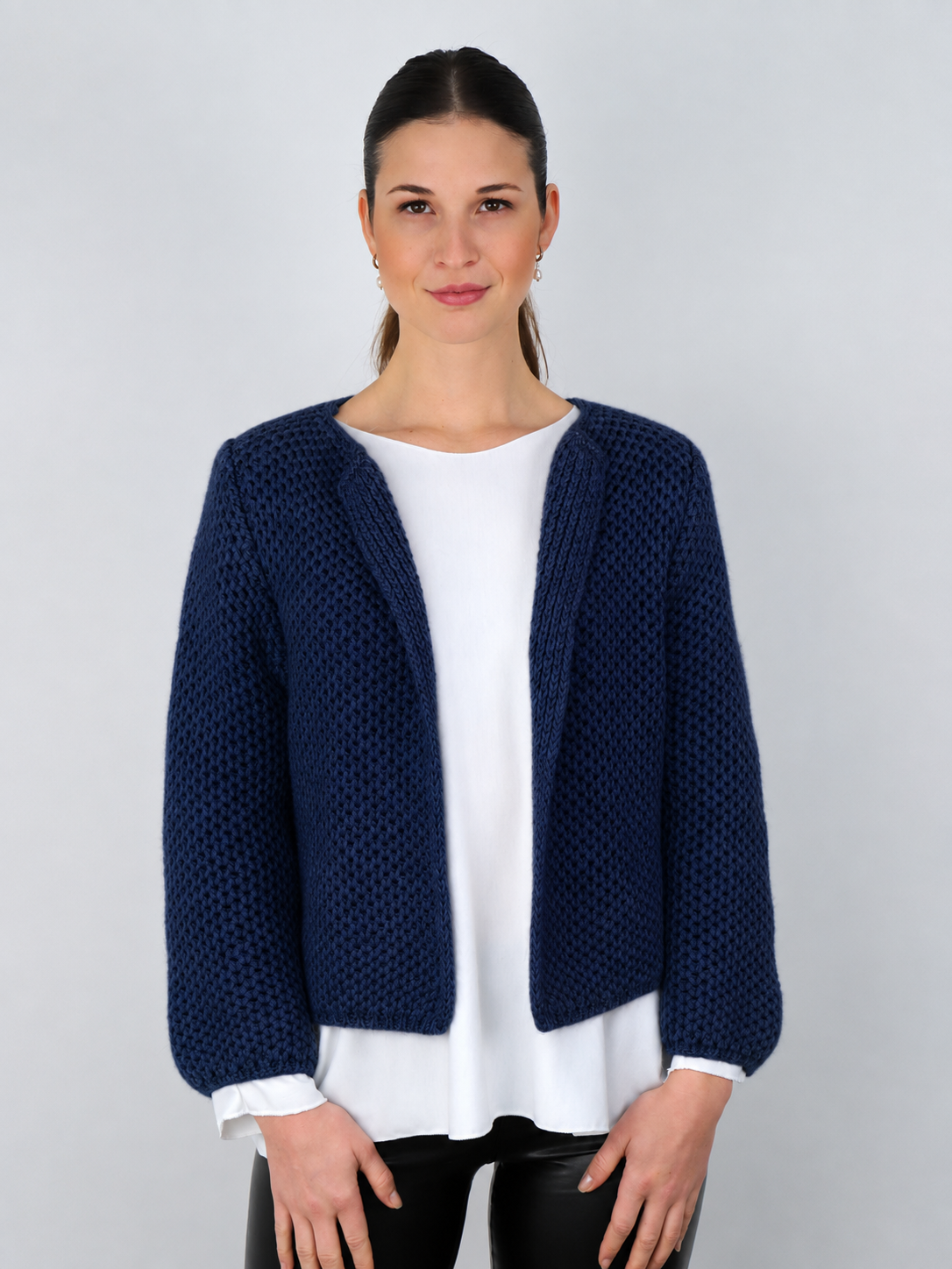 Kurze Strickjacke - Marine