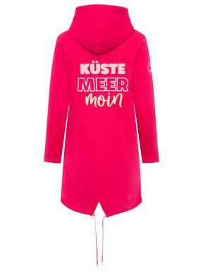 Zwillingsherz - Kapuzen-Sweatjacke / Hoodiemantel "Küste Meer Moin" - Rot/Pink (NEU)