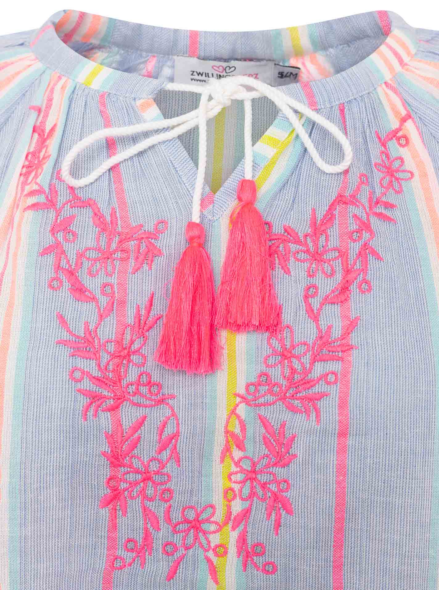 Zwillingsherz - Kurzarmbluse Summer Stripes - Blau