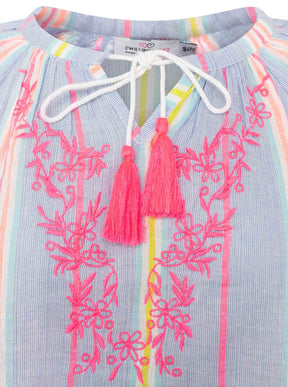 Zwillingsherz - Kurzarmbluse Summer Stripes - Blau