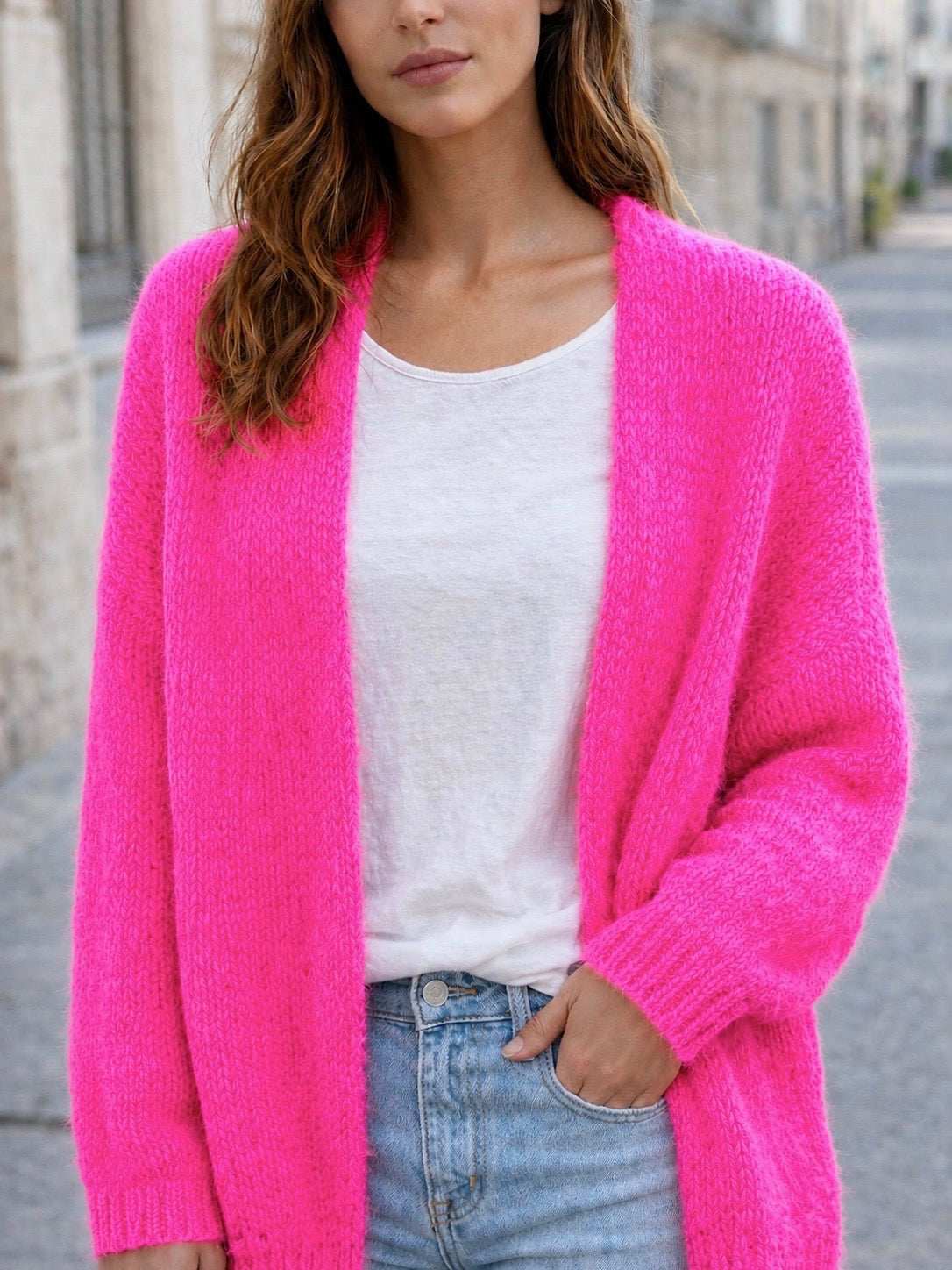 Flair - Cardigan in trendigem Neon Pink