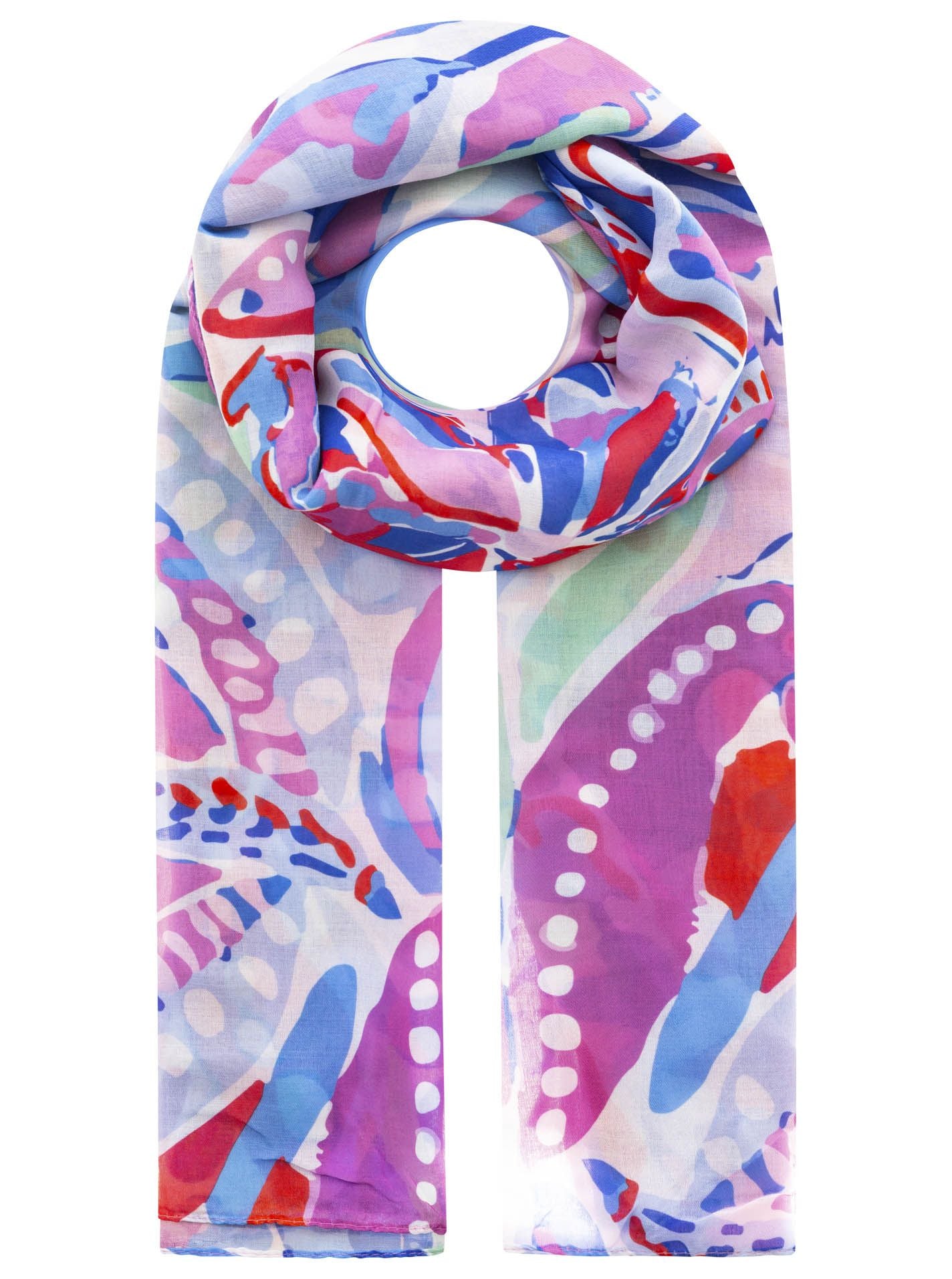 Zwillingsherz - Schal "Flower Paradise" - Blau/Pink