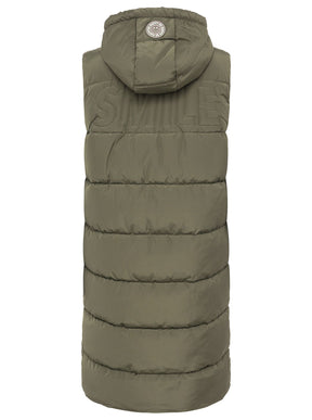 Zwillingsherz Steppweste mit Kapuze (Neu) - Khaki/Pink