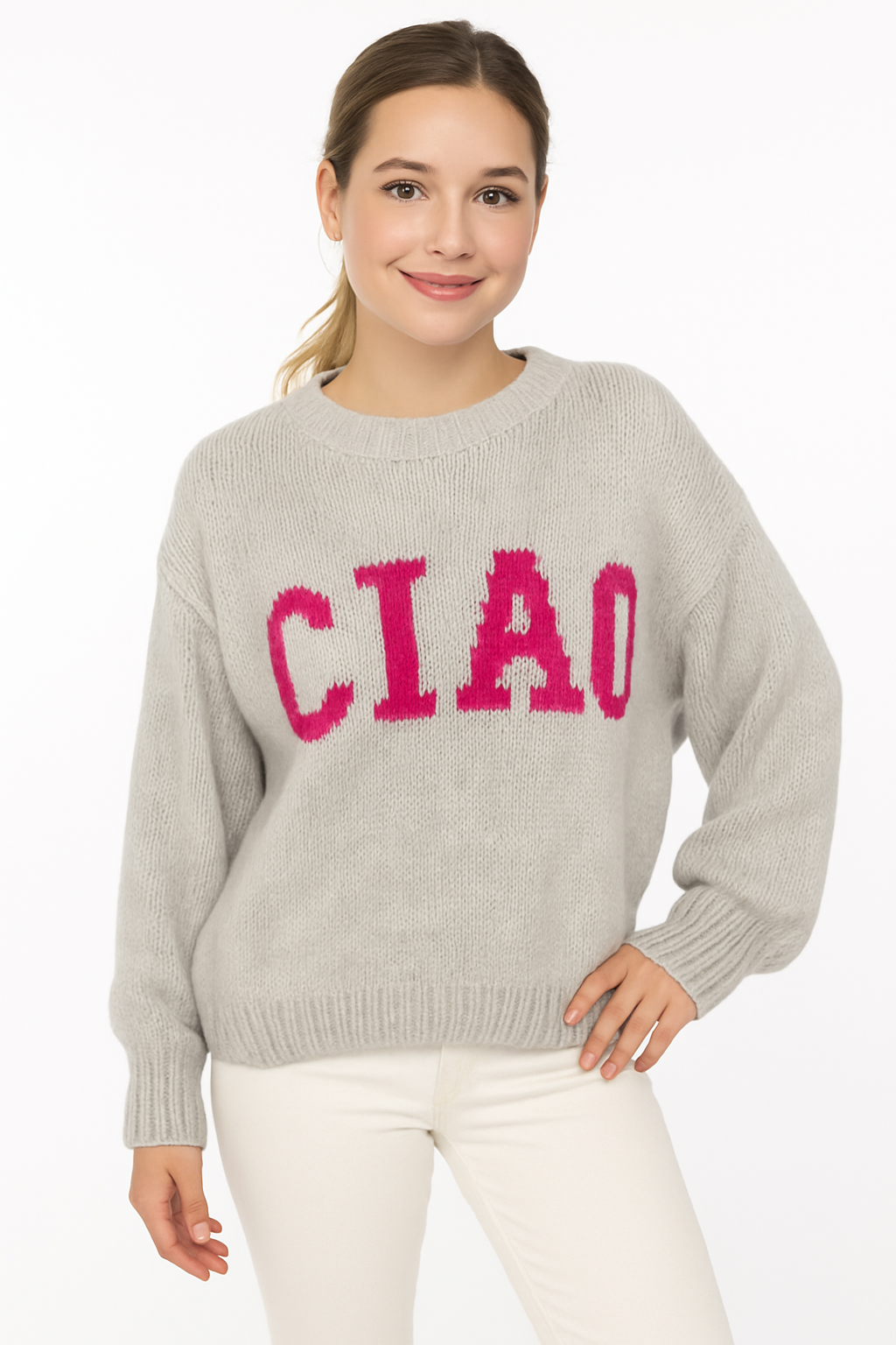 Zwillingsherz Pullover Ciao - Grau