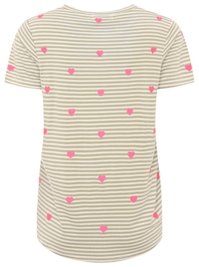 Zwillingsherz - T-Shirt Streifen "Streifen Herzen" - Salbei