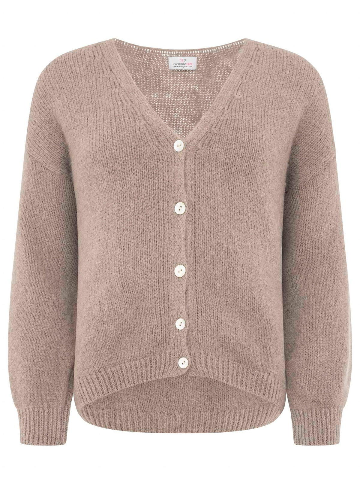 Zwillingsherz - Weicher Alpaka Cardigan - Dunkelbeige