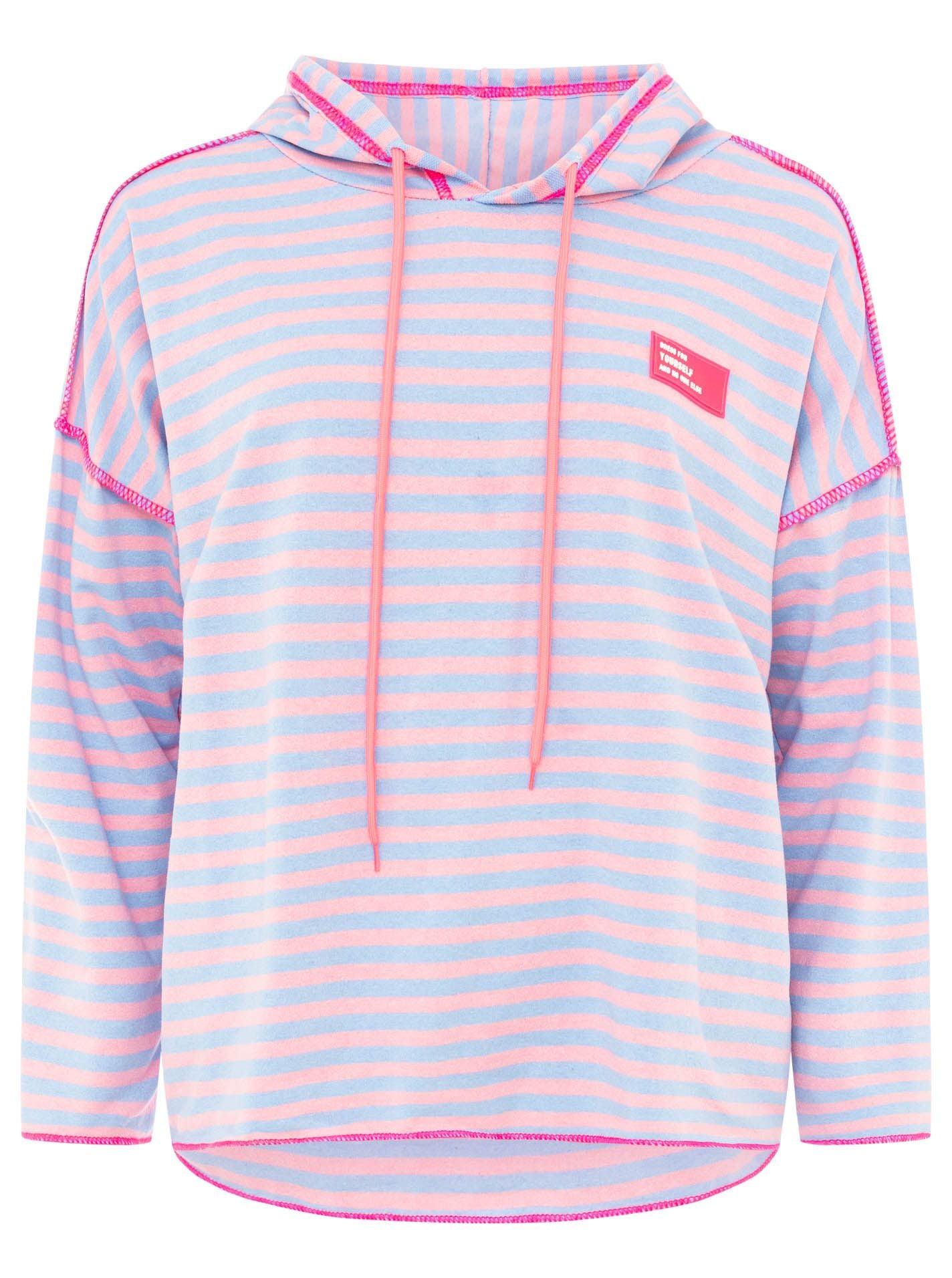 Zwillingsherz Hoodie "Neon Streifen" - Hellblau