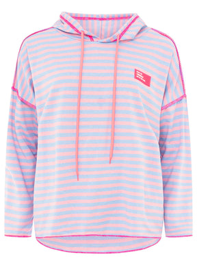 Zwillingsherz Hoodie "Neon Streifen" - Hellblau