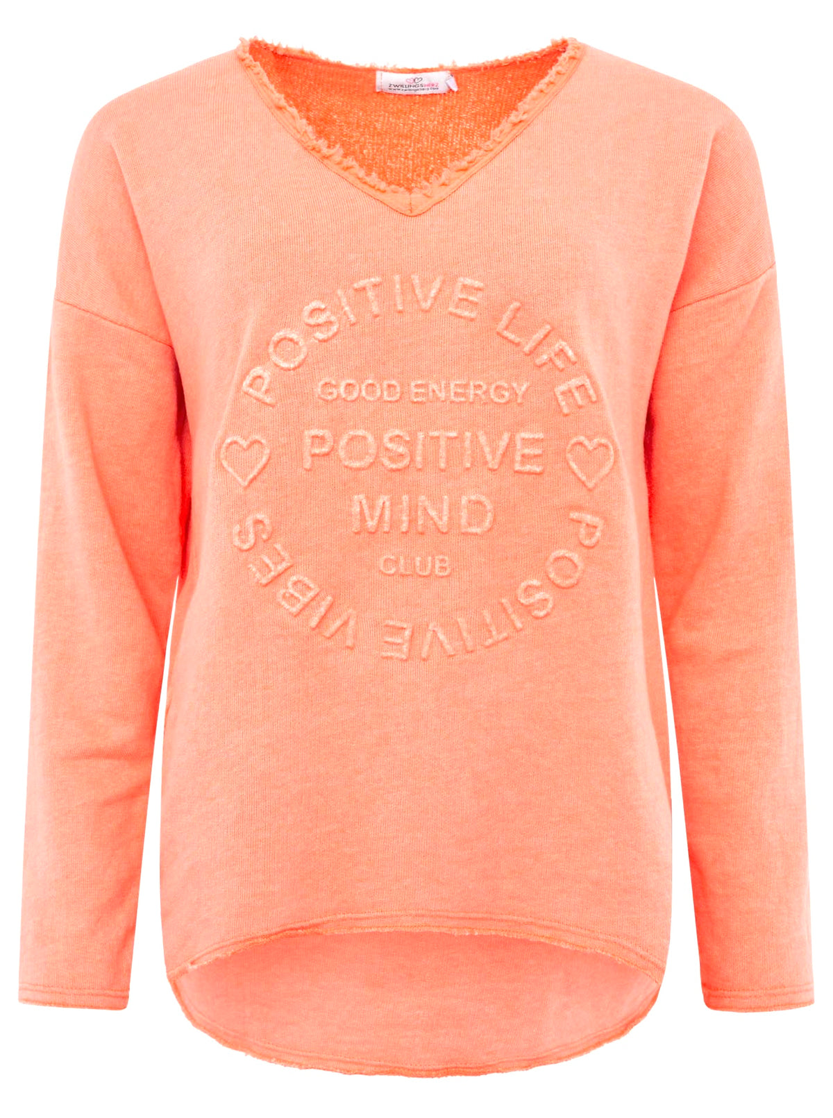 Zwillingsherz -  Sweatshirt "Positive Mind" - Hell Orange