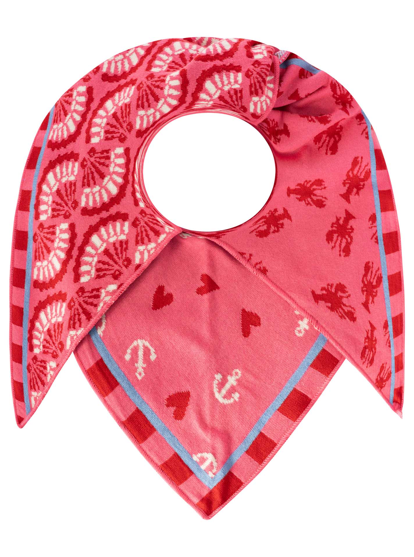 Zwillingsherz - Dreieckstuch/Schal „Anker Hummer Herz - Pink