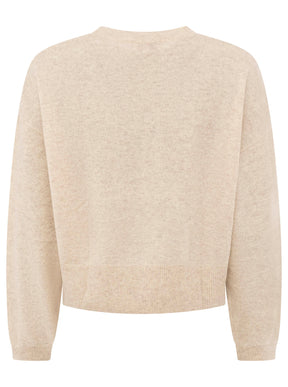 100% Kaschmir Rundhalspullover "Kastig" - Hellbeige