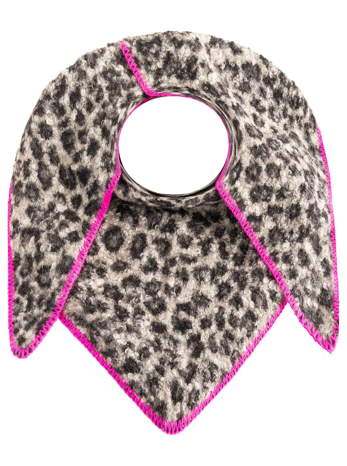 Zwillingsherz - Dreieckstuch/Schal "Teddy Leo" - Grau/Pink