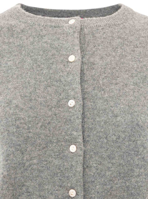 Zwillingsherz Kaschmir Strickjacke Perlmutt (100% Cashmere) - Mittelgrau