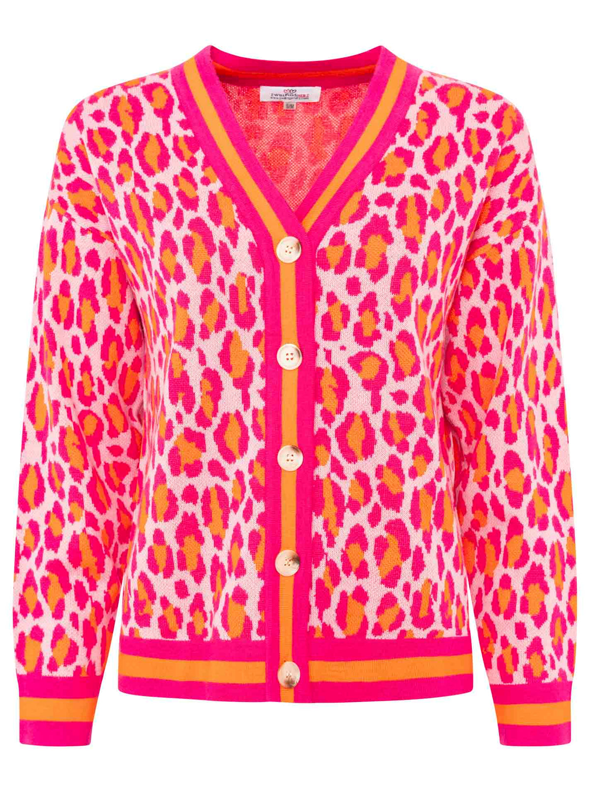Zwillingsherz -  Sweat Cardigan Leo/Leopard - Pink/Orange