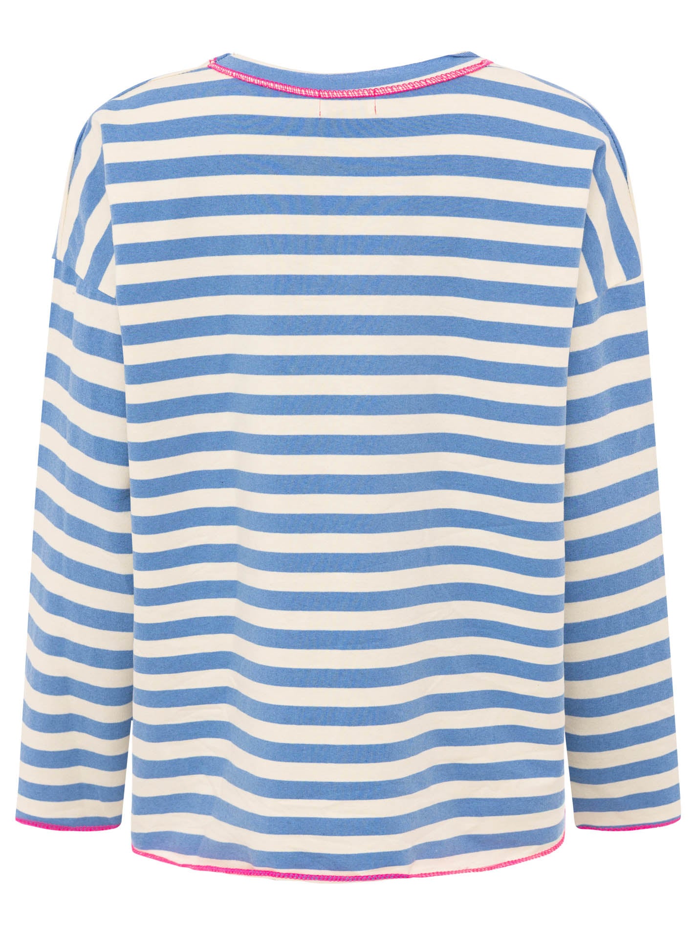 Zwillingsherz - Sweatshirt V-Neck "Streifen & Jersey" - Jeansblau