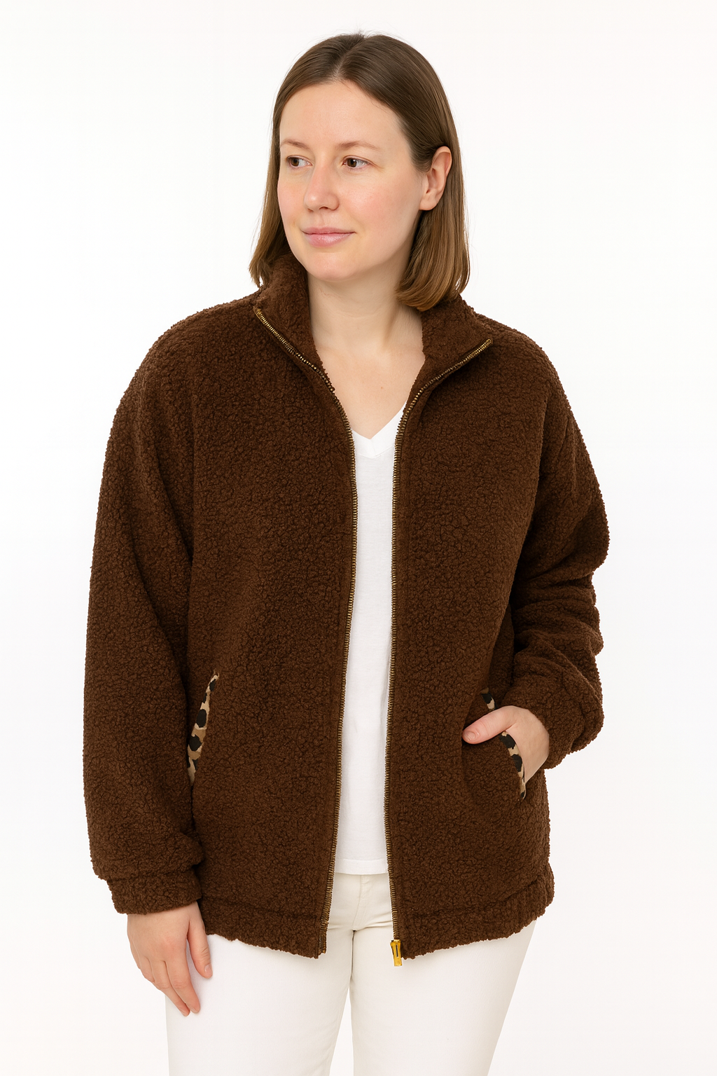 Zwillingsherz - Fleece Teddy Jacke Leo - Braun