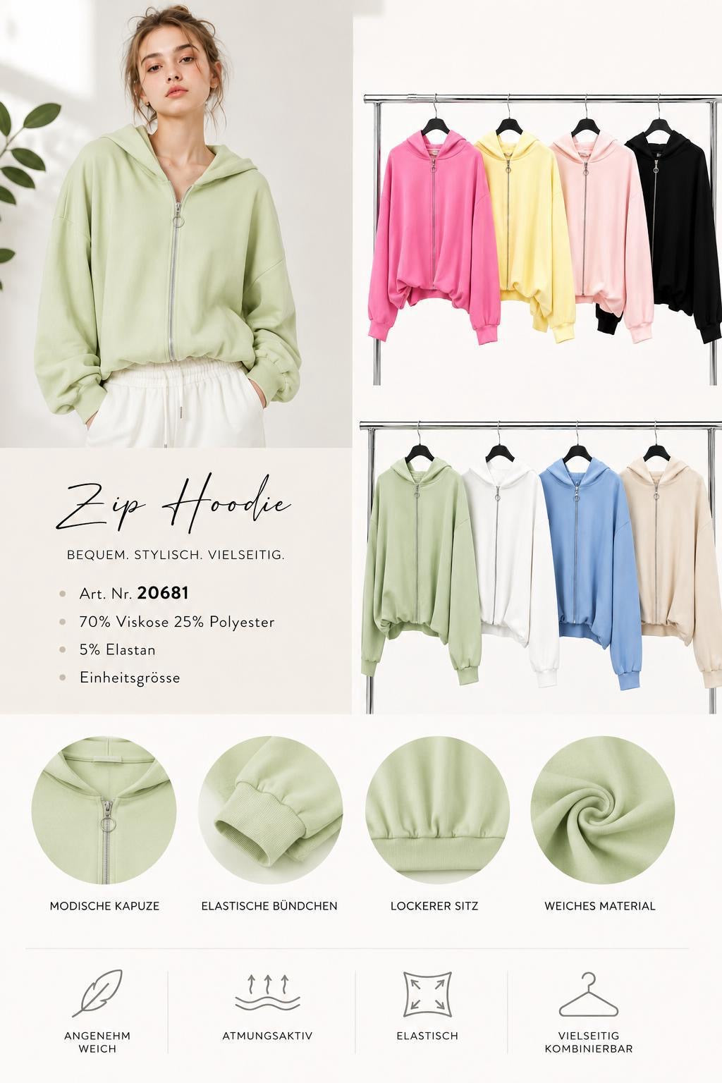 Flair Comfort - Zipper mit Kapuze