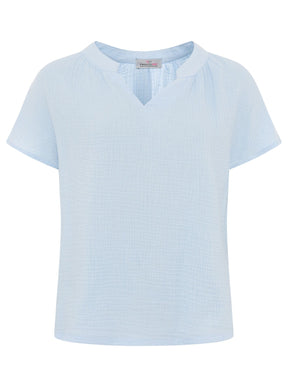 Zwillingsherz - Musselin Bluse Kurzarm - Hellblau