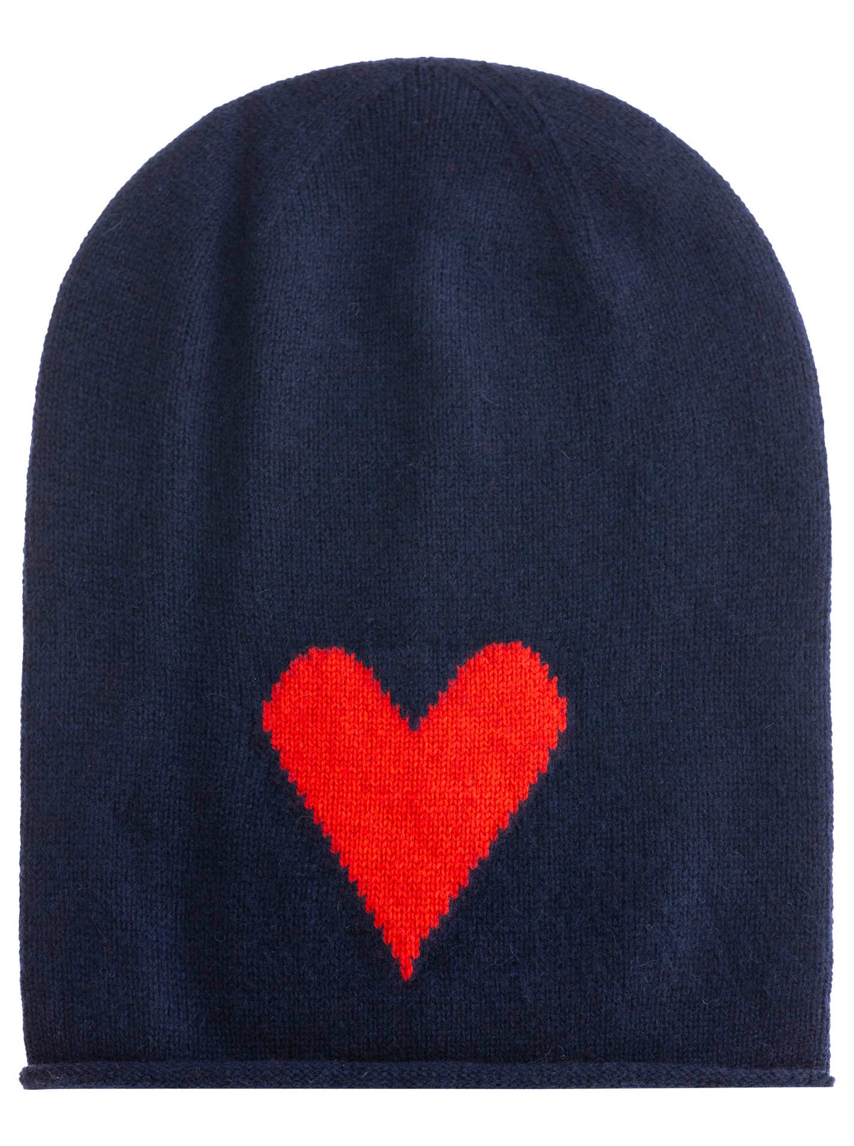 Zwillingsherz Damen Kaschmir-Beanie Herz Motiv (100% Cashmere) - Dunkelblau