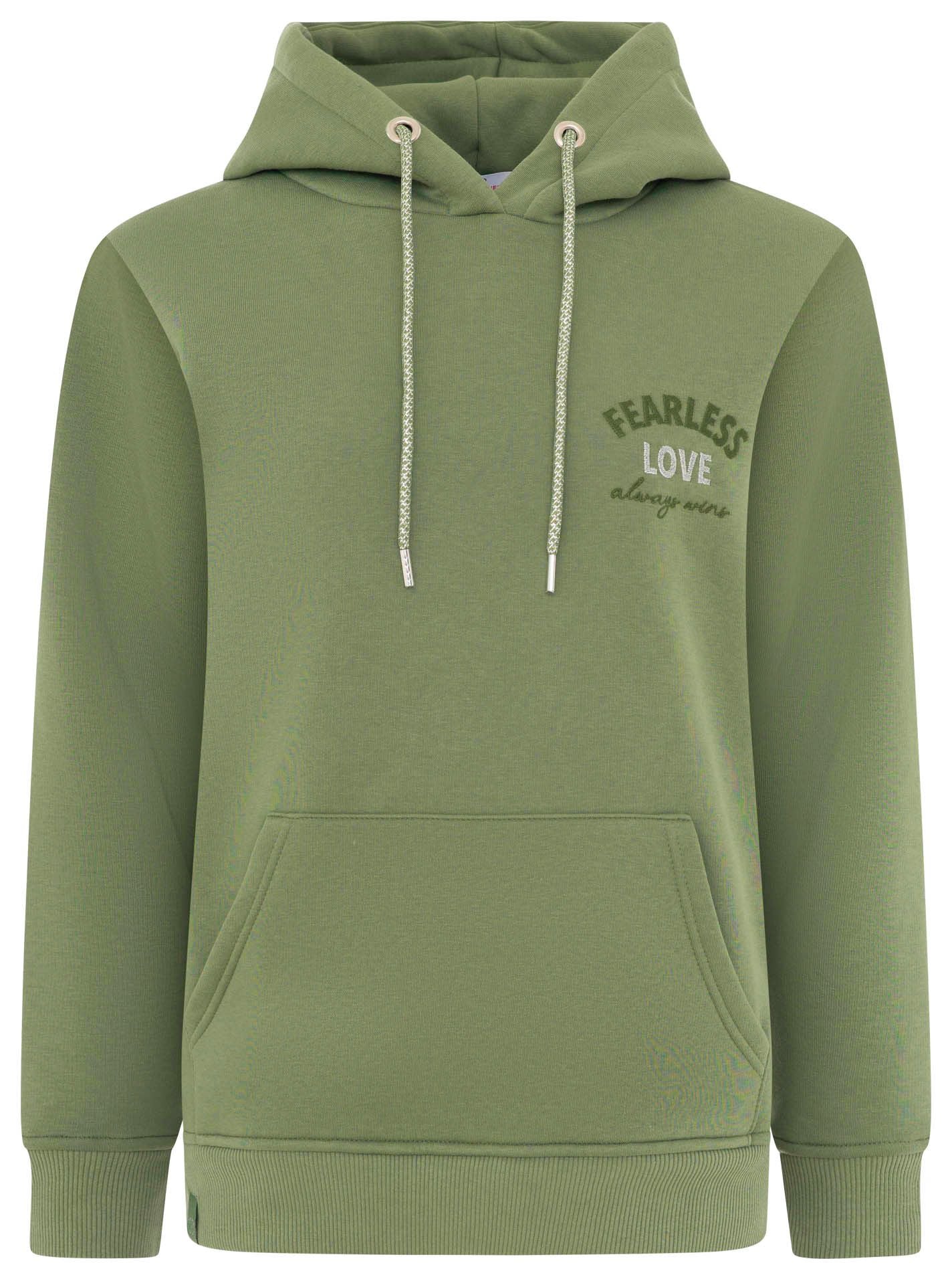 Zwillingsherz - Hoodie mit Pailletten "Love Wins" - Olive