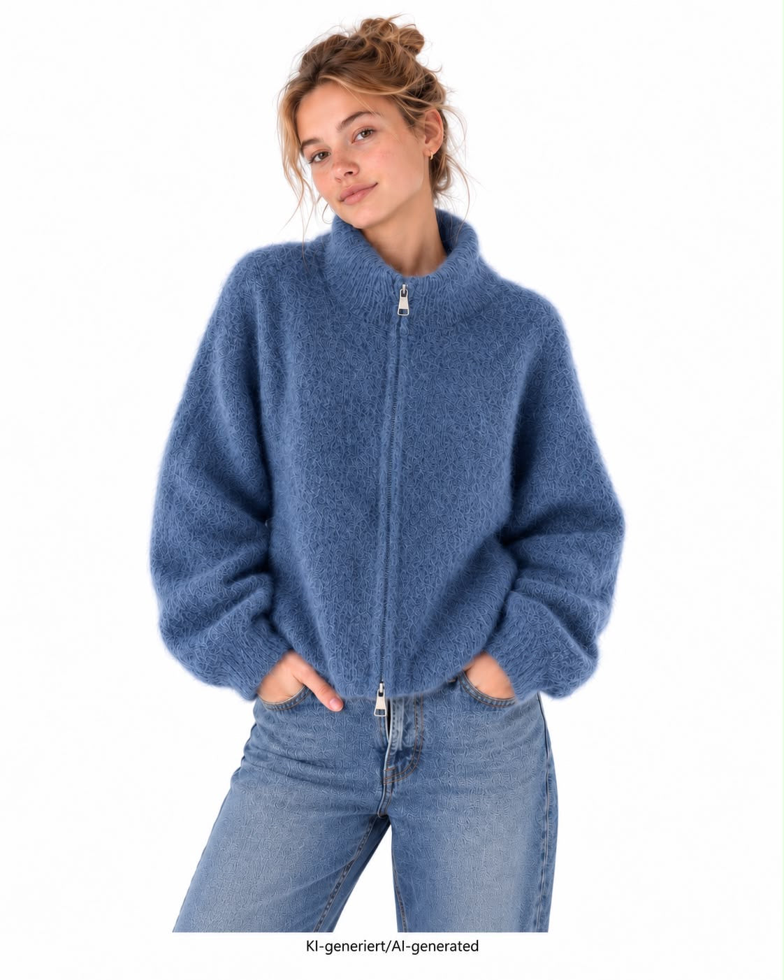 Flair - Kid Mohair Zip Jacke - Jeansblau