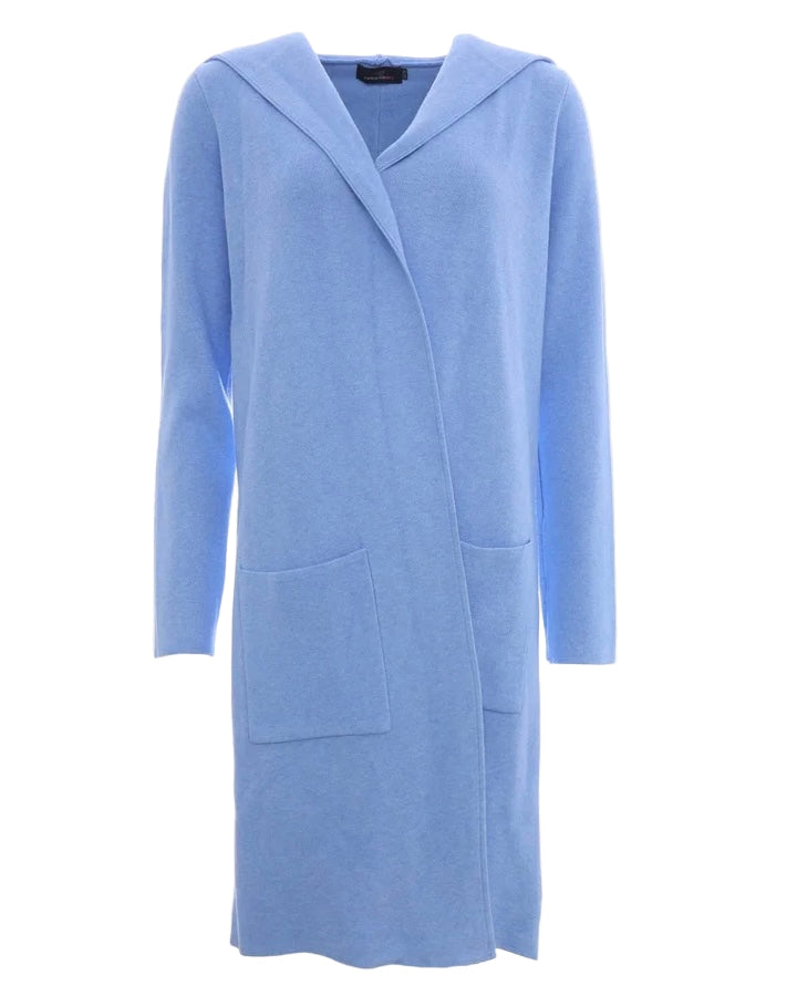 Zwillingsherz Hochwertige Strickjacke mit Kapuze "Janina" - Hellblau