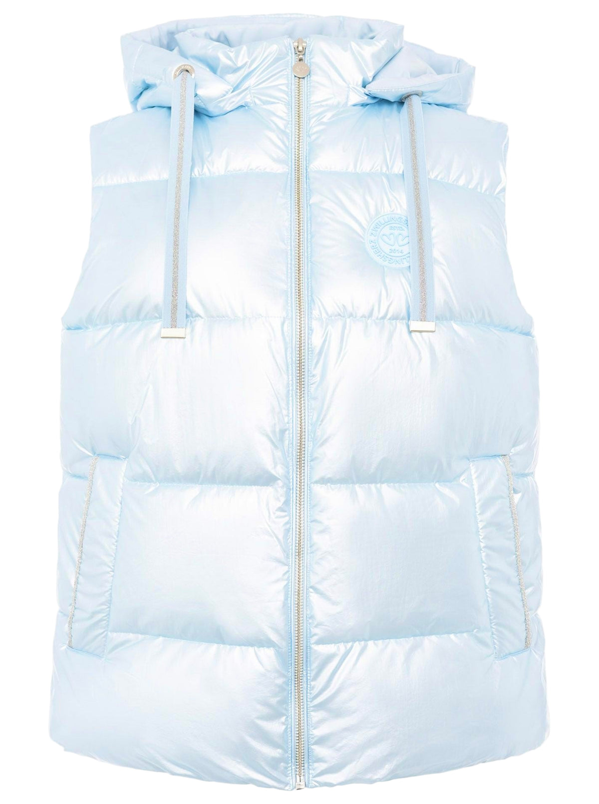 Zwillingsherz Steppweste mit Kapuze Metallic - Hellblau