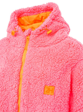 Zwillingsherz Oversize Windjacke Teddy Inside Out - Neonpink