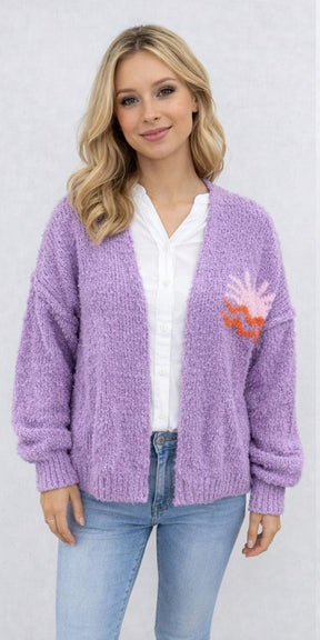 Cardigan "St Tropez" - Made in Italy - Flieder