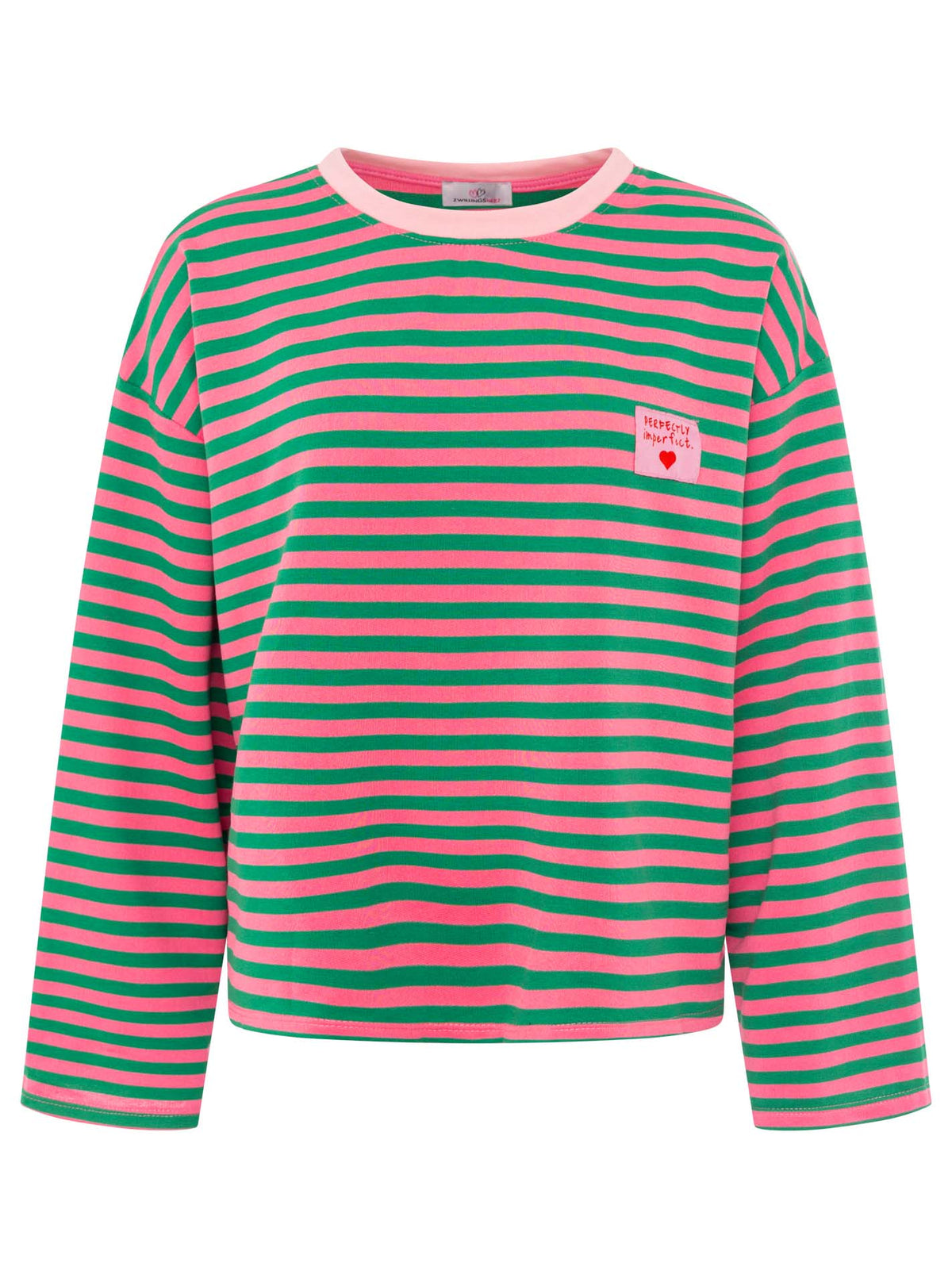Zwillingsherz - Sweatshirt "Perfectly Imperfect" - Grün/Pink
